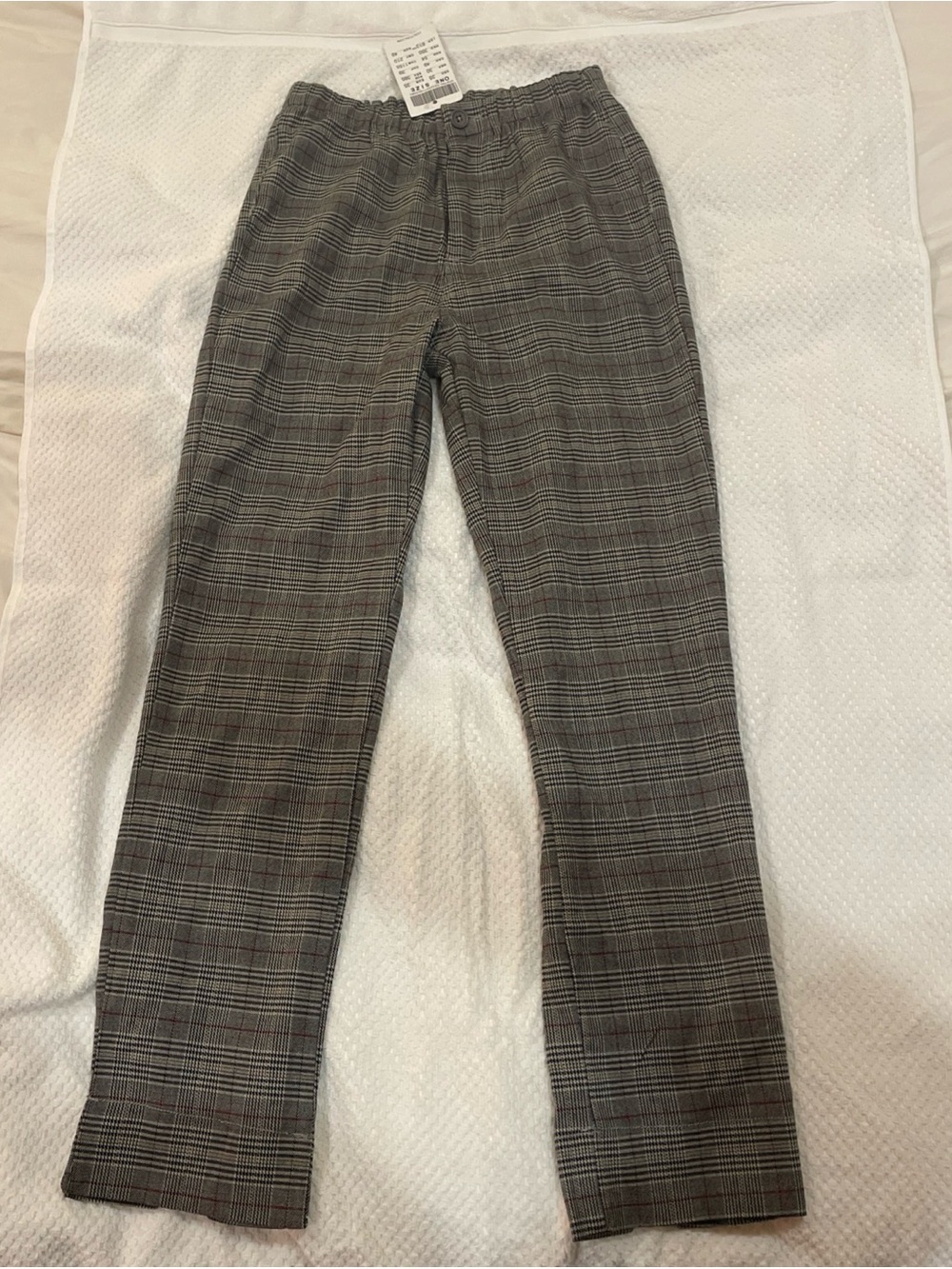 John Galt Plaid Pants One Size Gray Check Pull On Stretch Trouser NWT Brandy Mel